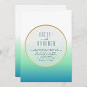 ミニマルティール（緑がかった色）結婚式招待状 招待状 (正面/裏面)