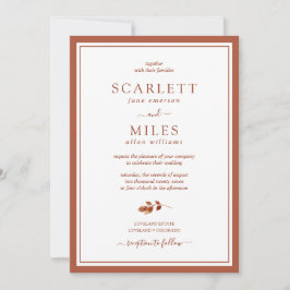 ミニマルテラコタ紅葉縁ど結婚ズ 招待状