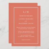 ミニマルテラコッタモノグラシンプルム結婚 招待状 (正面/裏面)