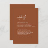 ミニマルテラコッタ結婚の詳細エンクロージャカード 招待状 (正面/裏面)