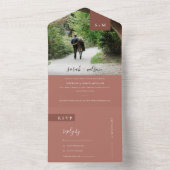 ミニマルテラコッタ ラスト モノグラム ウェディング フォト オール オールインワン招待状 (内側)