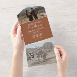 ミニマルテラコッタQRコード招待状 ウェディング オールインワン招待状