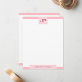 ミニマルテンプレートエレガント赤面ピンクモノグラム ノートカード (正面/裏面インサイチュ)