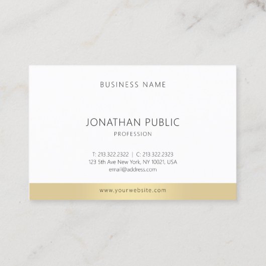 ミニマルテンプレートエレガント金ゴールド白モダンい表 名刺 (裏面)