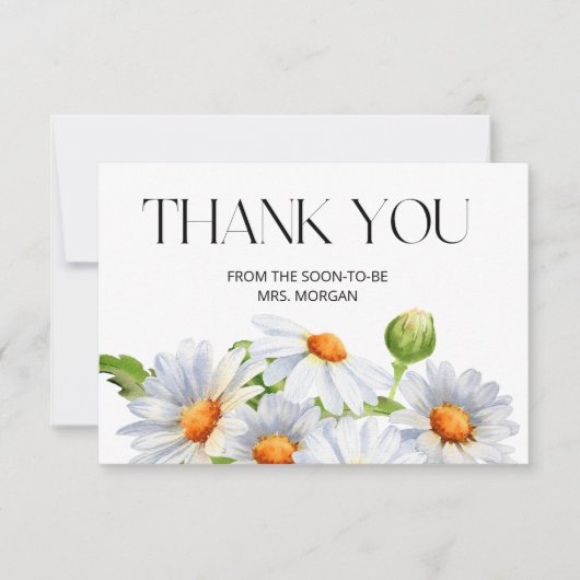 ミニマルデイジーブライダルシャワーありがとう カード (正面)