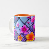 ミニマルデイジーマグとパステル花びらとイエロー ツートーンマグカップ (正面左)