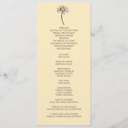 ミニマルデイジー結婚式 プログラム (正面)