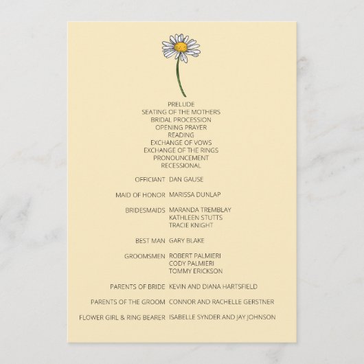 ミニマルデイジー結婚式 プログラム (正面)