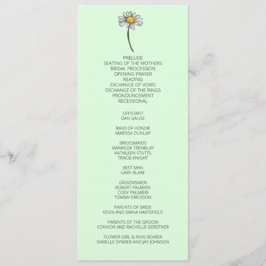 ミニマルデイジー結婚式 プログラム (正面)