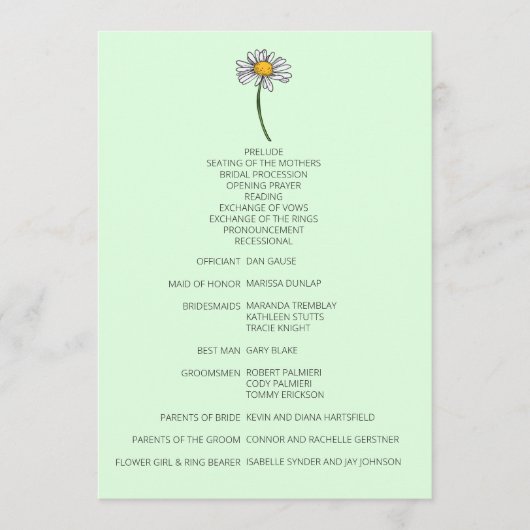ミニマルデイジー結婚式 プログラム (正面)