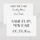 ミニマルデコホワイトウェディング セームプラン 新日付 セーブザデート (正面/裏面)