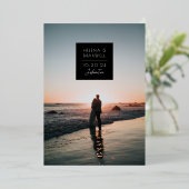 ミニマルデコ写真 セーブザデート ゴールド 箔招待状 (立ち正面)