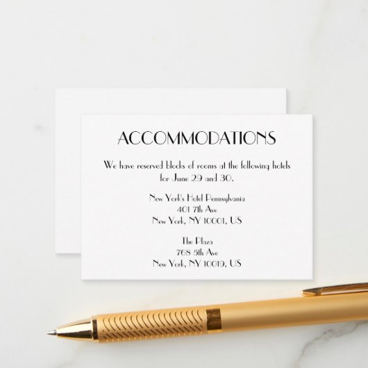 ミニマルデコ ウェディング アコモデーション カード (正面/裏面インサイチュ)