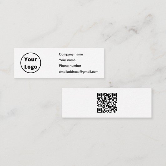 ミニマルデザインとカスタムQRコード最小 スキニー名刺 (正面/裏面)