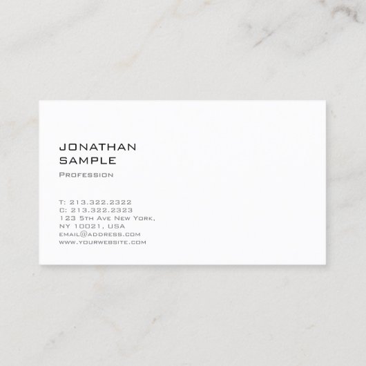 ミニマルデザインエレガントトレンディーホワイトプレーン 名刺 (裏面)