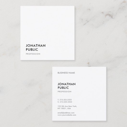ミニマルデザインテンプレートエレガントプロフェッショナル スクエア名刺 (正面/裏面)