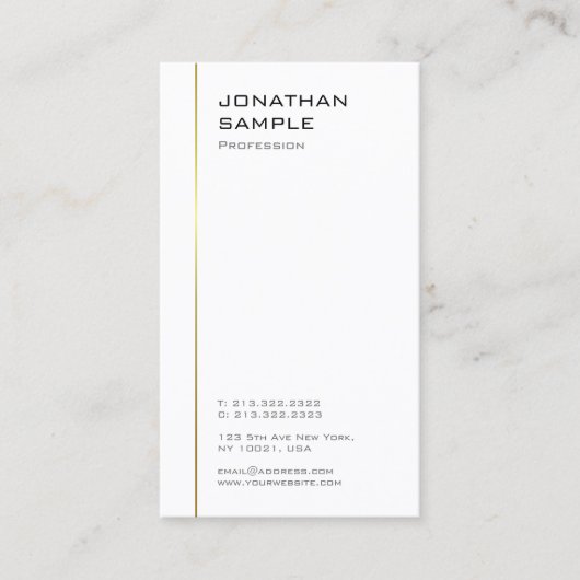 ミニマルデザインモダンテンプレートトレンディー金ゴールドライン 名刺 (正面)