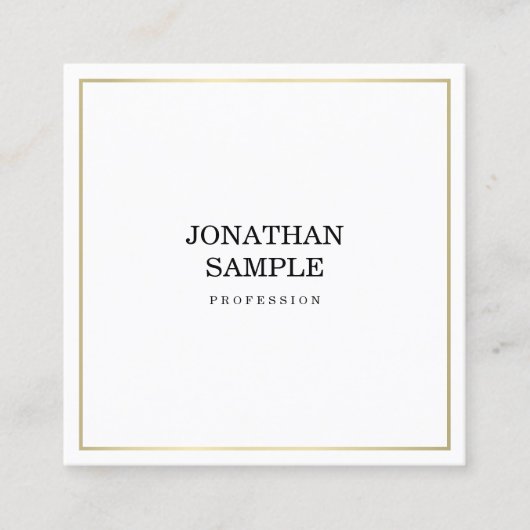 ミニマルデザインモダン金ゴールドプレーンプロフェッショナル スクエア名刺 (正面)