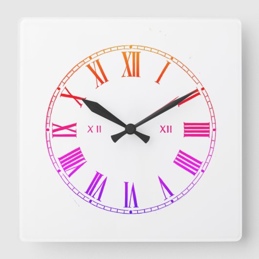 ミニマルデザインローマ数字モダンスタイルクラス スクエア壁時計 (正面)