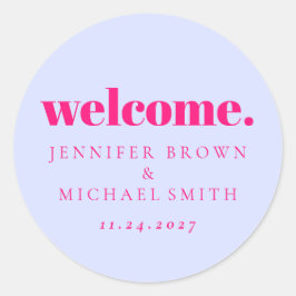 ミニマルデザイン ライラックピンク ウェルカム ラウンドシール