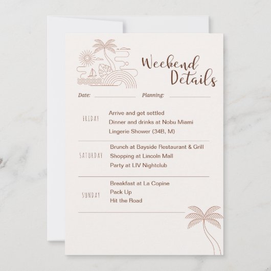 ミニマルデザート独身最後の週末の予定  招待状 (裏面)