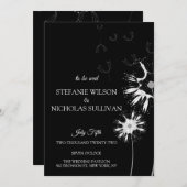 ミニマルデリケートモダンフローラモノグラム結婚ス 招待状 (正面/裏面)