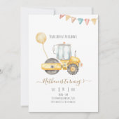 ミニマルトラクター誕生日招待状 招待状 (正面)