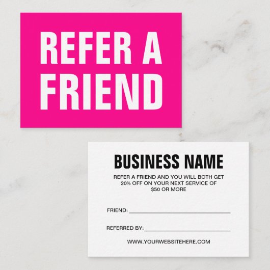 ミニマルトレンディーは友人の明るいピンクを参照 紹介カード (正面/裏面)