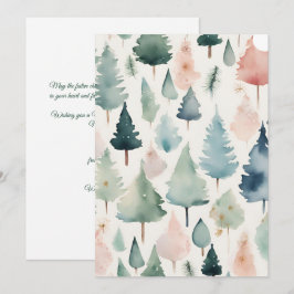 ミニマルトレンディークリスマスツリーズウォーター色 シーズンカード