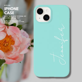 ミニマルトレンディーセージ緑と白のスクリプト名 Case-Mate iPhone 14ケース