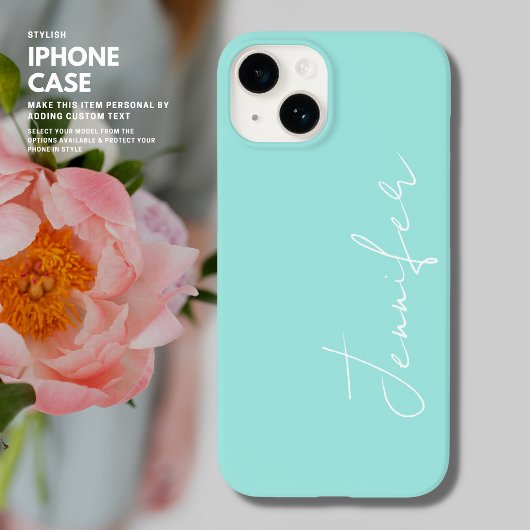 ミニマルトレンディーセージ緑と白のスクリプト名 Case-Mate iPhoneケース