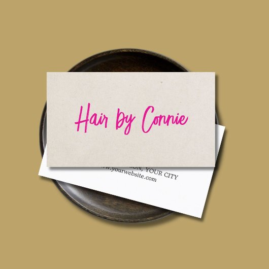 ミニマルトレンディーテクスチャベージュピンク美容師 名刺