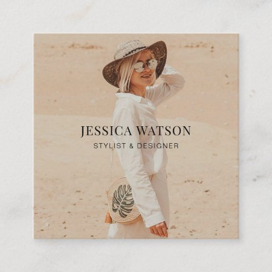 ミニマルトレンディーフルフォトシンプル写真 スクエア名刺 (正面)