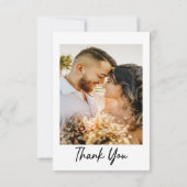 ミニマルトレンディーブラックタイポグラフィ写真結婚ズ サンキューカード (裏面)