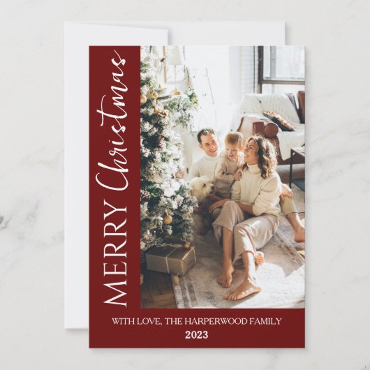 ミニマルトレンディーモダンフォトファミリークリスマス シーズンカード (正面)
