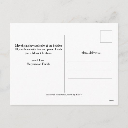 ミニマルトレンディーモダンフォトファミリークリスマス シーズンポストカード (裏面)