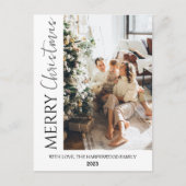 ミニマルトレンディーモダンフォトファミリークリスマス シーズンポストカード (正面)