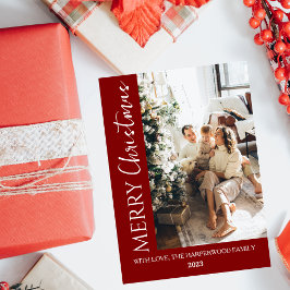 ミニマルトレンディーモダンフォトファミリークリスマス 箔シーズンカード