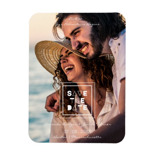 ミニマルトレンディーロマンチック結婚フォトカップル マグネット (縦)