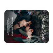 ミニマルトレンディー写真日付の結婚ギフトを保存 マグネット (横)