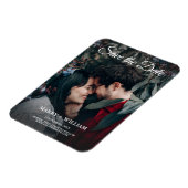 ミニマルトレンディー写真日付の結婚ギフトを保存 マグネット (左側)