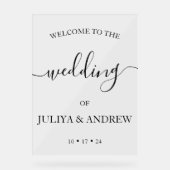 ミニマルトレンディー結婚の歓迎 アクリルサイン (正面)