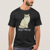 ミニマルナイトモードの猫のイラスト Tシャツ (正面)