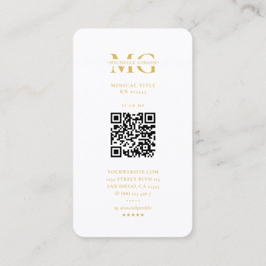 ミニマルナースメディカルドクターカドゥセウスホワイト 名刺 (裏面)