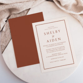 ミニマルニュートラルモダン結婚テラコッタ 招待状