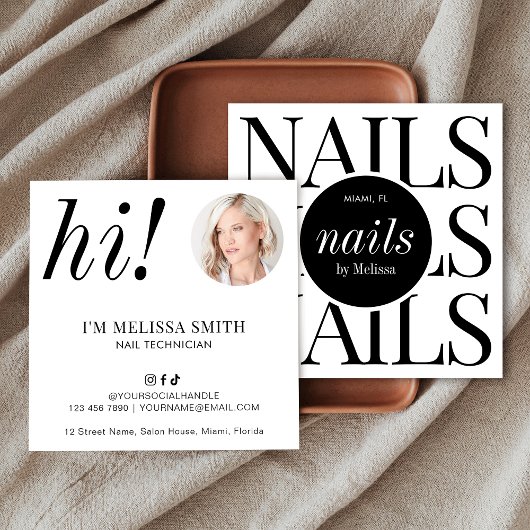 ミニマルネイルアーティストサロンマニキュアモダン写真 スクエア名刺