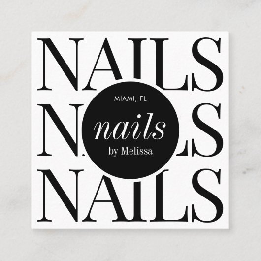 ミニマルネイルアーティストサロンマニキュアモダン写真 スクエア名刺 (正面)