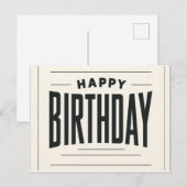 ミニマルハッピーバースデーカードはっきりした-タイポグラフィD ポストカード (正面/裏面)