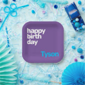 ミニマルハッピーバースデー紙プレートカスタマイズ-  ペーパープレート (パーティー)