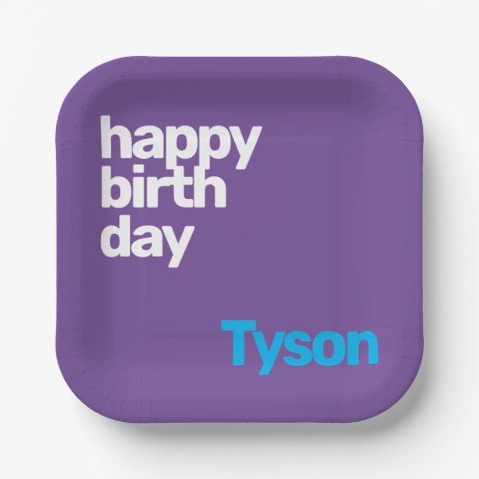 ミニマルハッピーバースデー紙プレートカスタマイズ-  ペーパープレート (正面)